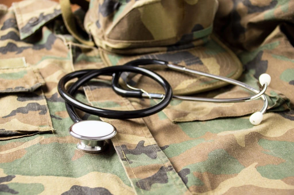 a stethoscope on a veteran's uniform